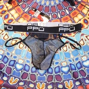 PPU Men's Black Sheer Thong Underwear 0917